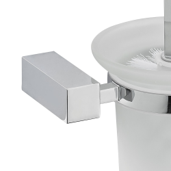 Multi brosse WC en verre dépoli, chrome (ELE37)