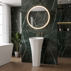 Vasque à poser en îlot SAT Fusion, 42,5 x 42,5 cm, 37 kg, en céramique blanche brillante (SATFUS9543)