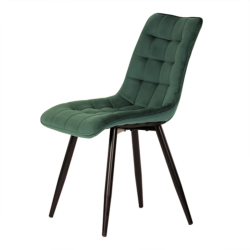87x62x50 cm chaise de salle à manger style industriel en tissu velours vert, base en métal poudré noir (CT384GRN4)
