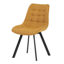 87x62x53 cm 4X chaises de salle à manger en tissu jaune, design industriel, pieds en métal noir (HC465YEL2)