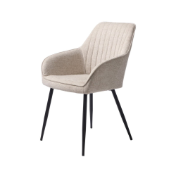 Nolan X2 chaises de salle à manger en tissu beige, pieds en métal noir (50790000)