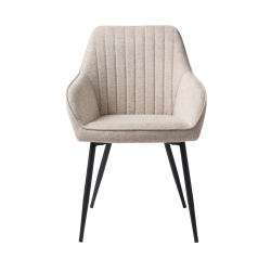 Nolan X2 chaises de salle à manger en tissu beige, pieds en métal noir (50790000)