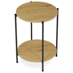 56x44x44 cm table d'appoint ronde en MDF, décor chêne sauvage, pieds en métal laqué noir (CTG1005OAK)