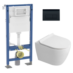 Duofix pack WC bâti-support autoportant + WC sans bride Ceramia PixL avec abattant SoftClose + plaque (GEBCEPXWT10-FR)