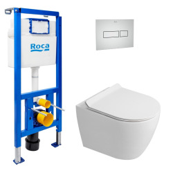 Pack WC bâti-support + WC suspendu sans bride Ceramia PixL avec abattant SoftClose + plaque (ROCEPXWT01-FR)