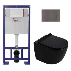 Pack WC bâti-support autoportant + WC suspendu sans bride Ceramia avec abattant SoftClose + plaque (STCE14BMT03-U)