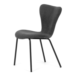 79x54x53 cm x2 chaises de salle à manger modernes en tissu gris, pieds en métal noir (CTS8010GREY2)