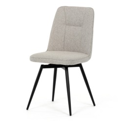 86x56x46 cm x4 chaises de salle à manger modernes en tissu crème, pivotantes 360°, pieds en métal laqué noir mat (DCLV2052CRM2)