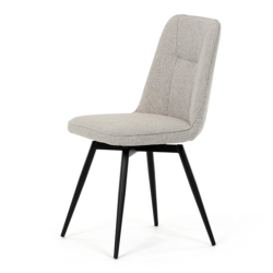 86x56x46 cm x4 chaises de salle à manger modernes en tissu crème, pivotantes 360°, pieds en métal laqué noir mat (DCLV2052CRM2)