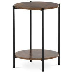 44x56 cm table de chevet design industriel en MDF décor bois vieilli, pieds en métal laqué noir (CTG1005OLW)