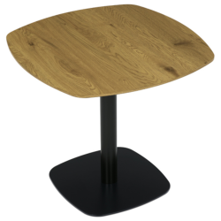 80x71 cm table de salle à manger design industriel en MDF marron, décoration chêne, pieds en métal noir(DTX7117OAK)