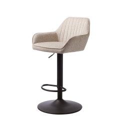 X2 tabourets de bar réglables, hauteur 73,5 cm, rembourrés en tissu beige, pieds en métal (50830000)