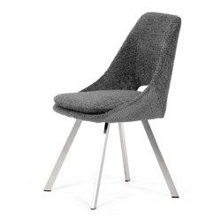 85x55x47 cm x2 chaises de salle à manger en tissu gris, pieds en acier inoxydable brossé (DCLW1174GREY2)