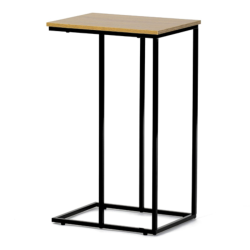 66x40x30 cm table basse moderne en MDF décor chêne sauvage marron, pieds en métal noir (CTG1040OAK)