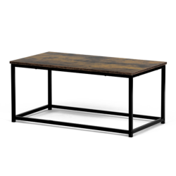 90x48x41 cm table basse en MDF, design industriel, décor bois ancien marron, pieds en métal noir (CTG1090OLW)