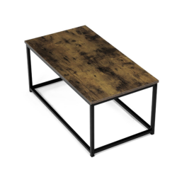 90x48x41 cm table basse en MDF, design industriel, décor bois ancien marron, pieds en métal noir (CTG1090OLW)