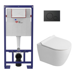 Pack WC bâti-support + WC sans bride Ceramia PixL avec abattant SoftClose + plaque noir (STCEPXWT01-FR)