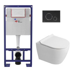 Pack WC bâti-support + WC sans bride Ceramia PixL avec abattant SoftClose + plaque noir (STCEPXWT01-FR)