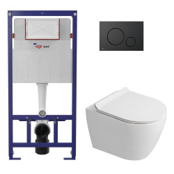 Pack WC bâti-support + WC sans bride Ceramia PixL avec abattant SoftClose + plaque noir (STCEPXWT01-FR)