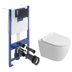 Pack WC bâti-support + WC sans bride Ceramia PixL avec abattant SoftClose + plaque noir (STCEPXWT01-FR)