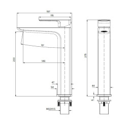 Brevis mitigeur lavabo haut à levier, sans vidage, chrome (SATBSBRE285)