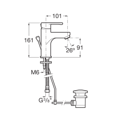 Arola mitigeur de lavabo monotrou à levier, sans vidage, chrome brillant (A5A326AC0K)