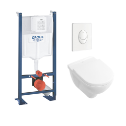 Grohe Pack WC Rapid SL autoportant + cuvette Villeroy&Boch O.Novo + plaque Skate Air blanche (ProjectO.Novo-3)