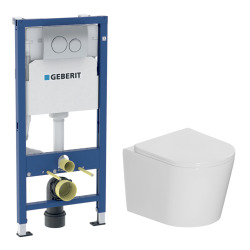 Duofix pack WC bâti-support + WC suspendu sans bride Ceramia avec abattant SoftClose + plaque (GEBCE14WT01-FR)