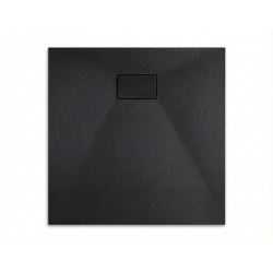 Essential 80x80 cm receveur de douche carré à poser SMC avec surface effet pierre, noir (CERAES8080B)