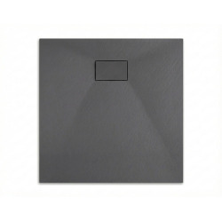 Essential 90x90 cm receveur de douche carré à poser SMC avec surface effet pierre, gris (CERAES9090DG)