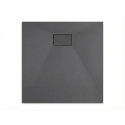  Essential 90x90 cm receveur de douche carré à poser SMC avec surface effet pierre, gris foncé (CERAES9090DG)