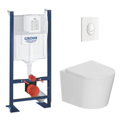 Rapid SL pack WC bâti-support autoportant + WC suspendu sans bride Ceramia avec abattant SoftClose + plaque (GRRCE14WT02-FR)