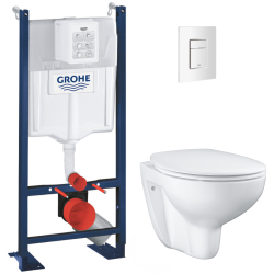 Grohe Rapid SL Bâti Support autoportant, cuvette Bau Ceramic sans bride avec abattant frein de chute (AutoportantBAU2)