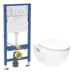 Solido pack WC kit bâti-support 4 en 1 + WC suspendu sans bride Ceramia avec abattant SoftClose + plaque (GRRCEPXWT14-FR)