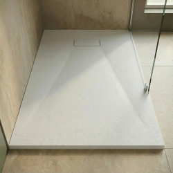 Ceramia Essential 140x90 cm receveur de douche rectangulaire à poser SMC avec surface effet pierre, blanc (CERAES14090W)