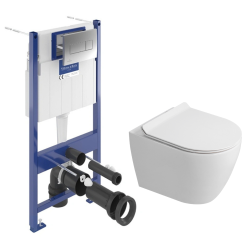 Pack WC bâti-support + WC sans bride Ceramia PixL avec abattant SoftClose + plaque noir (STCEPXWT01-FR)