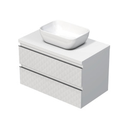 Cube Way 80x47,5x46 cm meuble de salle de bain suspendu avec lavabo et plaque de recouvrement, blanc mat (CUBE3D46802ZBKD)