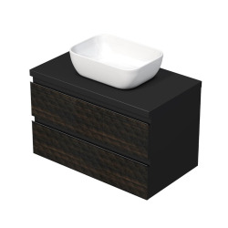 Cube Way 80x47,5x46 cm meuble de salle de bain suspendu avec lavabo et plaque de recouvrement, marron mat (CUBE3D46802ZHKD)