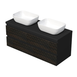 Cube Way 120x47,5x46 cm meuble de salle de bain suspendu avec double vasque en céramique, blanc mat (CUBE3D461202ZBSAT)