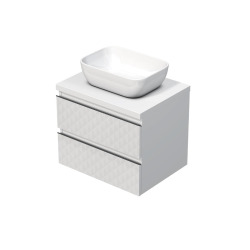 Cube Way 120x47,5x46 cm meuble de salle de bain suspendu avec double vasque en céramique, blanc mat (CUBE3D461202ZBSAT)