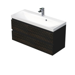 Cube Way 100x47,5x40 cm meuble de salle de bain suspendu 2 tiroirs avec lavabo en marbre coulé, marron mat (CUBE3D1002ZH)