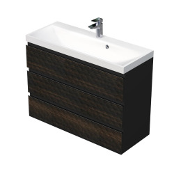 Cube Way 100x47,5x40 cm meuble de salle de bain suspendu 2 tiroirs avec lavabo en marbre coulé, marron mat (CUBE3D1002ZH)