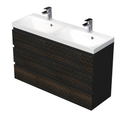 Cube Way 100x47,5x40 cm meuble de salle de bain suspendu 2 tiroirs avec lavabo en marbre coulé, marron mat (CUBE3D1002ZH)