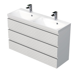 Cube Way 100x47,5x40 cm meuble de salle de bain suspendu 2 tiroirs avec lavabo en marbre coulé, marron mat (CUBE3D1002ZH)