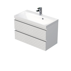 Cube Way 100x47,5x40 cm meuble de salle de bain suspendu 2 tiroirs avec lavabo en marbre coulé, marron mat (CUBE3D1002ZH)