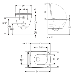 Smyle Square WC suspendu Rimfree avec fixations invisibles, caréné, avec abattant softclose slim, blanc (500.683.01.2)