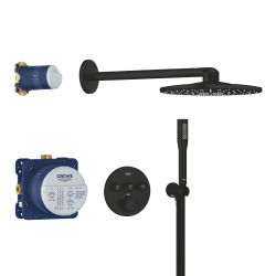 Precision SmartControl set de douche encastré 2 jets avec mitigeur thermostatique, tête ronde Ø 31 cm, noir mat (348742430)