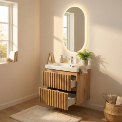 Project 60x120 cm miroir suspendu ovale avec éclairage LED 3 couleurs, film chauffant anti-buée et capteur (ZPROV12060LED)