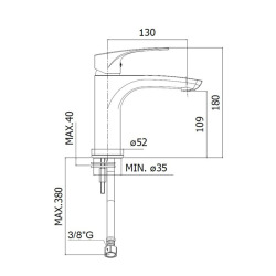 Project mitigeur de lavabo à levier, sans vidage, noir mat (SATBSPRO271C)