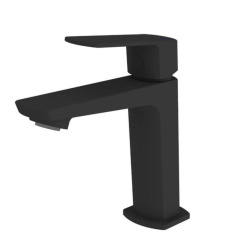 Feel set mitigeur lavabo + mitigeur cuisine Ceramia Timeless acier inoxydable, douchette extractible, noir mat (SATBM185C)